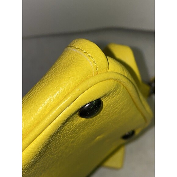 COACH MICKIE GRAIN LEATHER SHOULDER BAG SATCHEL YELLOW #F34040 Easter Ready - Picture 10 of 15